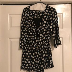 Abercrombie & Fitch Black and White Floral Romper